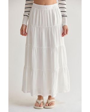 Crescent Tiered Tencel Maxi Skirt - White