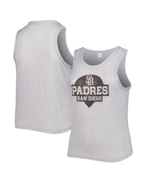 Soft As A Grape San Diego Padres Plus Size High Neck Tri-Blend Tank Top - Gray