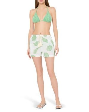 MILLY Corried Embroidered Tie Waist Shorts - Multicolor