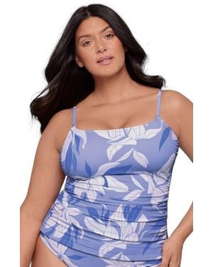 S3 Supportive And Sculpting Classic Shirred-Front Tankini Swimsuit Top - Blue