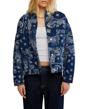 Free People Opal Swing Print Denim Jacket - Blue