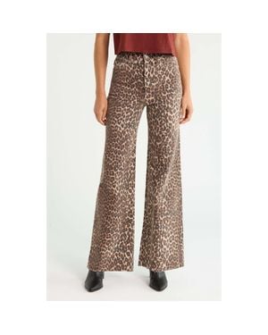 DAZE Far Out High Waist Wide Leg Jeans - Brown