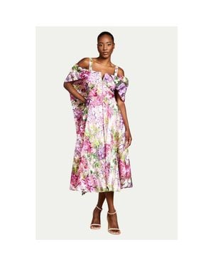 Coast Organza Bardot Midi Dress - Red