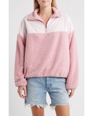 The Happy Camp3r Ditsy Daisy Aria Quarter-Zip Pullover - Pink