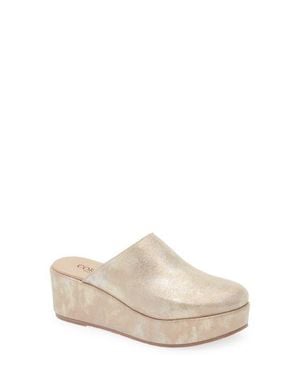 Cordani Camryn Shimmer Platform Wedge Mule - White