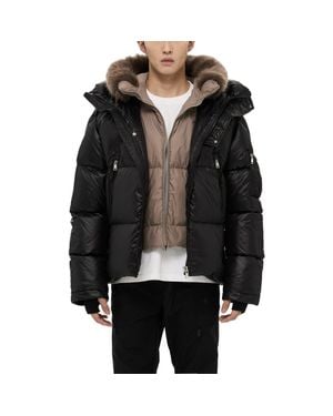 Alpha Style Kudu Detachable Double Hood Puffer - Black