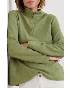 Seasalt Cornwall Last Boat Organic Cotton Half Placket Sweatshirt - Green