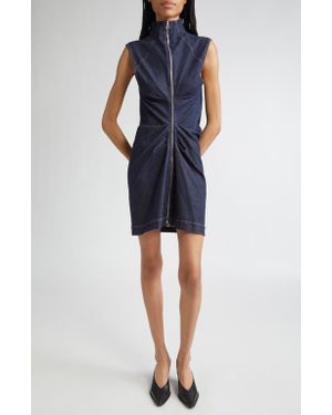 Sportmax Cerea Full Zip Ruched Denim Dress - Blue
