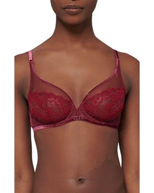 Simone Perele Scenario Sheer Plunge Underwire Bra - Red