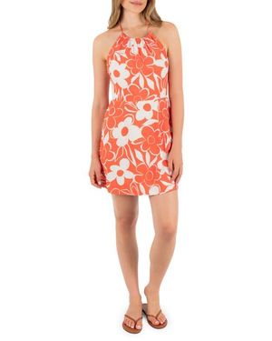 Hurley Daisy Floral Halter Minidress - Red