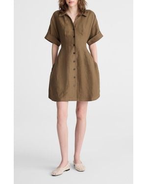 Madewell Pleated Linen Mini Shirtdress - Multicolor