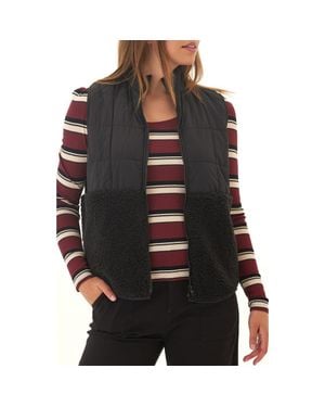Threads For Thought Janey Faux Shearling Mixed Media Puffer Vest - Black