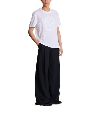 Balmain Écusson Embroidered Linen T-Shirt - White