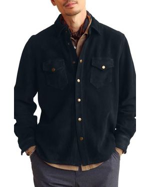 Billy Reid Savoy Waxed Suede Shirt Jacket - Blue