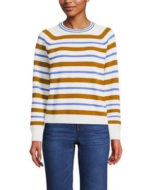 Lands' End Drifter Jacquard Raglan Crew Neck Sweater - Blue