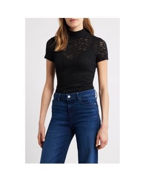 PAIGE June Stretch Lace T-Shirt - Black