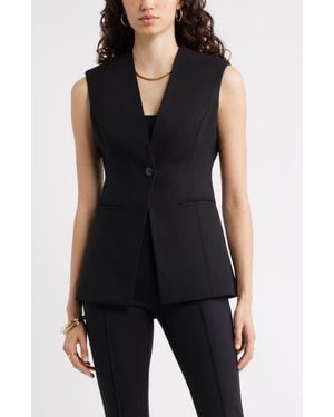Nordstrom Textured One-Button Vest - Black