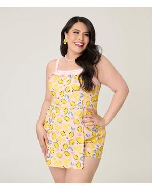 Unique Vintage Plus Size Skirted Dolly Romper - Metallic
