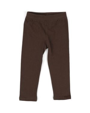 Leveret Girls Cotton Leggings, Solid Colors - Brown