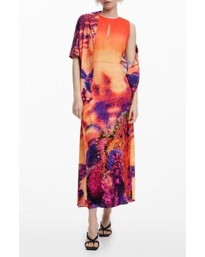 Desigual Print Sleeveless Maxi Dress - Red