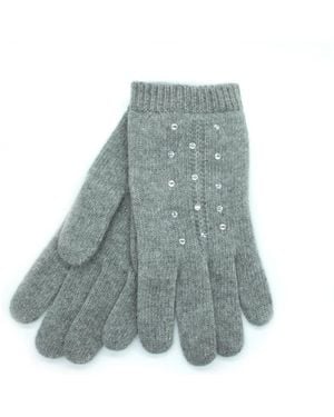 Portolano Cashmere Gloves With Crystal Stones - Blue