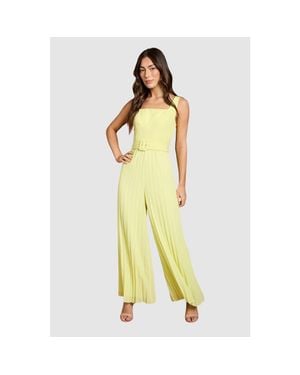 Coast Seam Detail Pleated Wide Leg Jumpsuit - Yellow