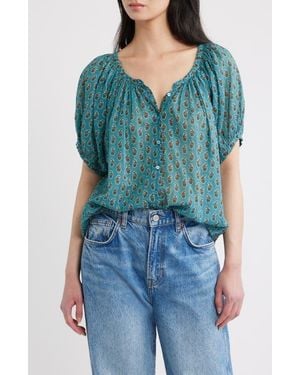 Doen June Paisley Cotton Top - Blue