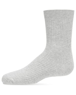 Memoi Ribbed Rich Crew Socks - Gray