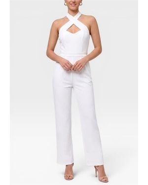 Rachel Roy Racquel Sleeveless Halter Jumpsuit - White