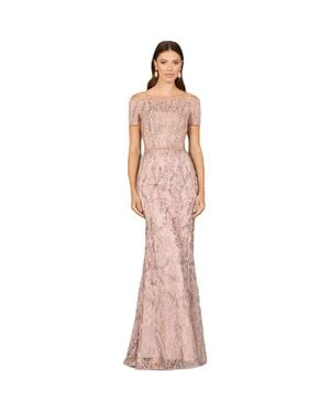 LARA New York Off Shoulder Mermaid Gown With Short Sleeves - Pink