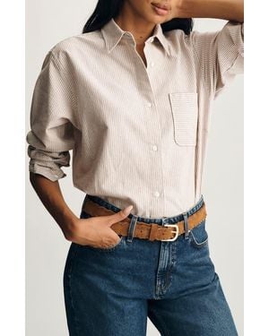 Mavi Stripe Cotton Button-Up Shirt - Blue