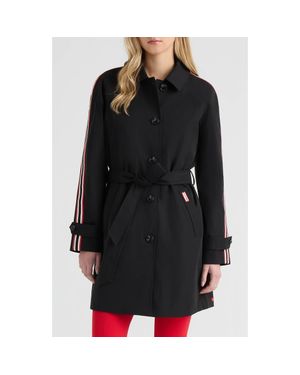 HUNTER Sophia Sleeve Stripe Trench Coat - Black