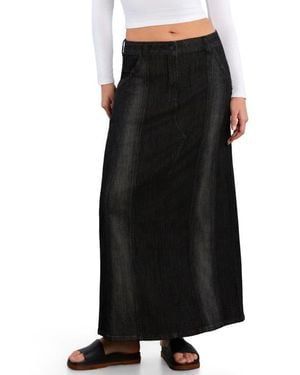 Wash Lab Denim Road Trip Denim Maxi Skirt - Black