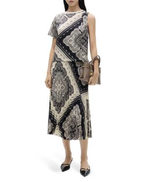 Mango Paisley Print Asymmetric Top - White
