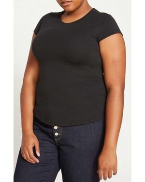 UNIVERSAL STANDARD Ashley Cap Sleeve Cotton T-Shirt - Black
