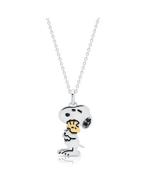 Crislu X Peanuts Snoopy Hugs Pendant Necklace - Metallic