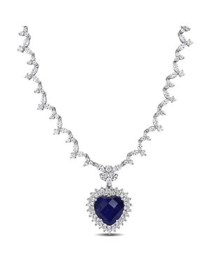 Julianna B Colored & Cubic Zirconia Heart Necklace - Blue