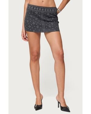 Edikted Reesa Stud Denim Miniskort - Blue