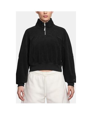 Nike Flight Fleece Quarter Zip Crop Sweatshirt - Black