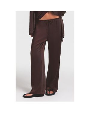 Skims Lightweight Satin Straight Leg Pants - Brown