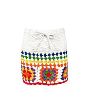 NESSI BYRD Kids' Floral Pattern Hand-Crochet Skirt-Cover Up - White