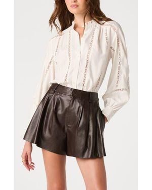 Astr Edith Lace Detail Button-Up Shirt - White