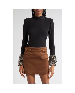 Ramy Brook Vickiana Mock Neck Bell Sleeve Top - Black