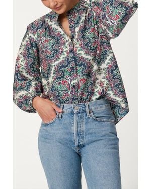 Shoshanna Harbor Tile Print Cameron Top - Blue