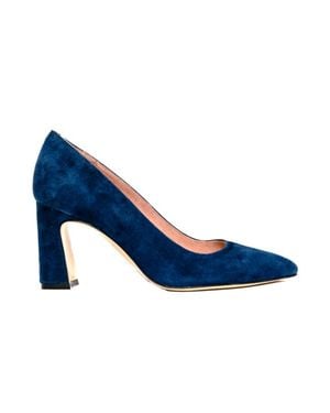 Ally Shoes Bold Block Heel Pump - Blue