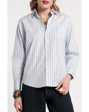Frances Valentine Perfect Button Down Stripe - White