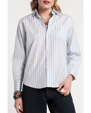 Frances Valentine Perfect Button Down Stripe - White