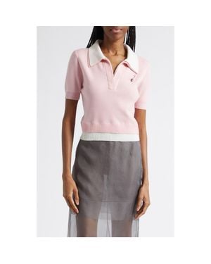 Monse Doubled Crop Merino Wool Polo Sweater - Multicolor