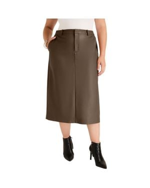 June + Vie Faux Leather Skirt - Brown