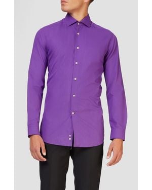 Opposuits Prince Modern Tailored Fit Wrinkle Resistant Button-Up Shirt - Purple